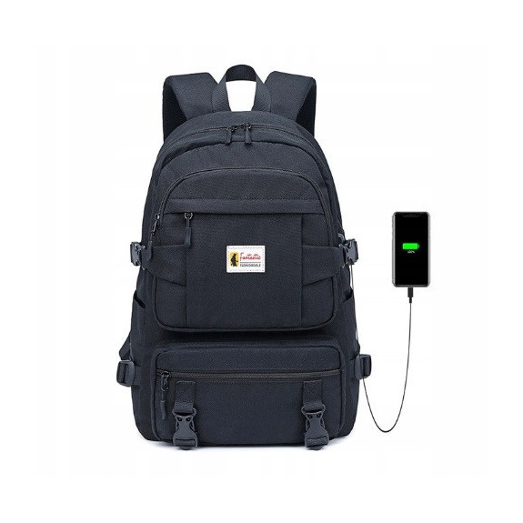 Czarny Miejski Plecak Szkolny na Laptopa