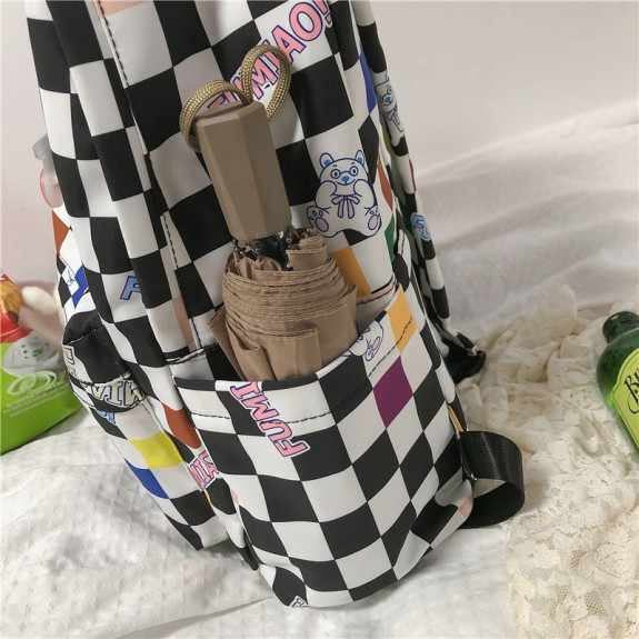 Plecak Szkolny w Kratke z Brelokiem Królika - 🎒Plecakownia.pl