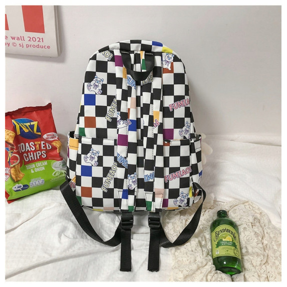 Plecak Szkolny w Kratke z Brelokiem Królika - 🎒Plecakownia.pl