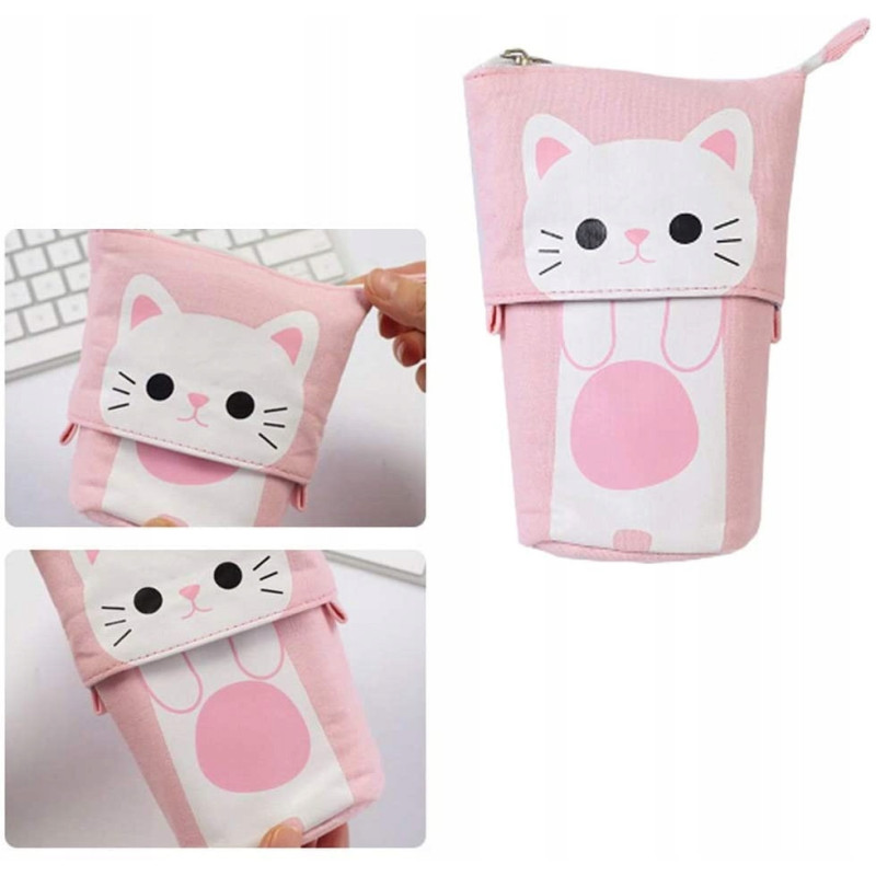 Różowy Piórnik Teleskopowy z Kotkiem