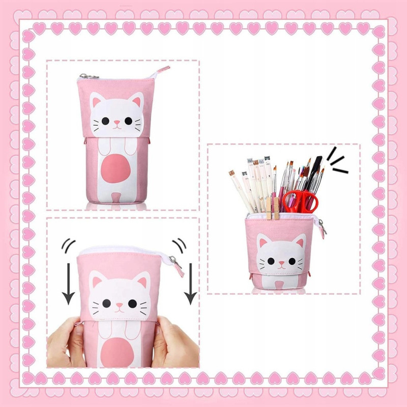 Różowy Piórnik Teleskopowy z Kotkiem