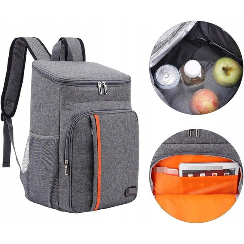 Szary Plecak Termiczny Torba Termoizolacyjna 18L