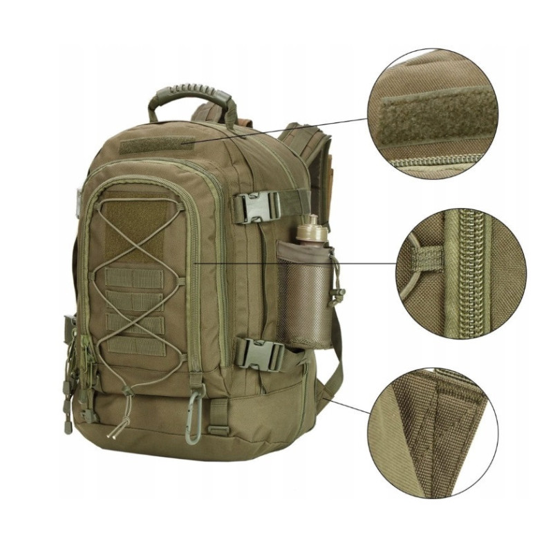 Survivalowy plecak taktyczny 60L Khaki (I309)
