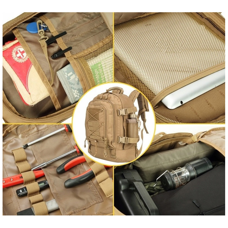 Survivalowy plecak taktyczny 60L Khaki (I309)