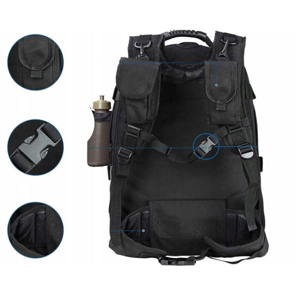 Survivalowy plecak taktyczny 60L Czarny (I309) Survivalowy plecak taktyczny 60L Czarny (I309)