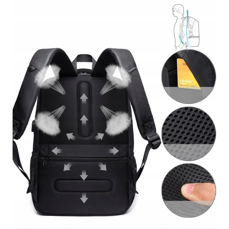 Plecak Miejski na Laptopa 15,6" USB (I307)