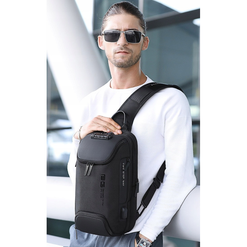 Antykradzieżowa Czarna Torba na Jedno Ramię USB (I229)