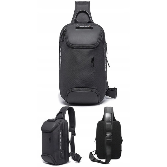 Antykradzieżowa Czarna Torba na Jedno Ramię USB (I229)