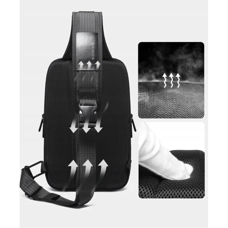 Antykradzieżowa Czarna Torba na Jedno Ramię USB (I229)