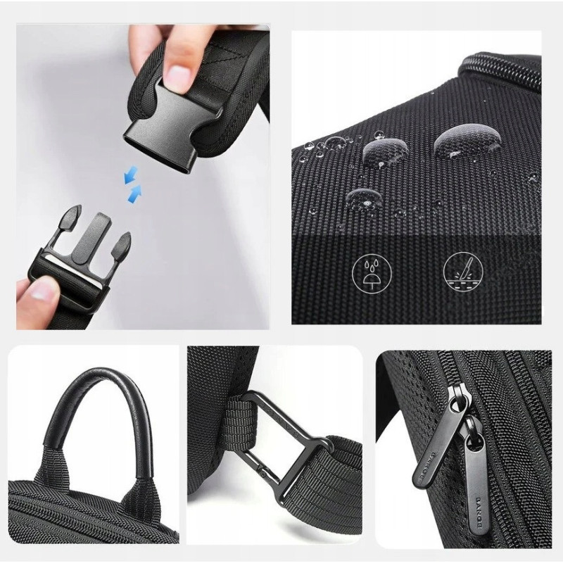 Antykradzieżowa Czarna Torba na Jedno Ramię USB (I229)