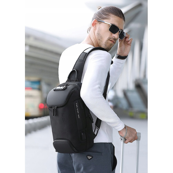 Antykradzieżowa Czarna Torba na Jedno Ramię USB (I229)