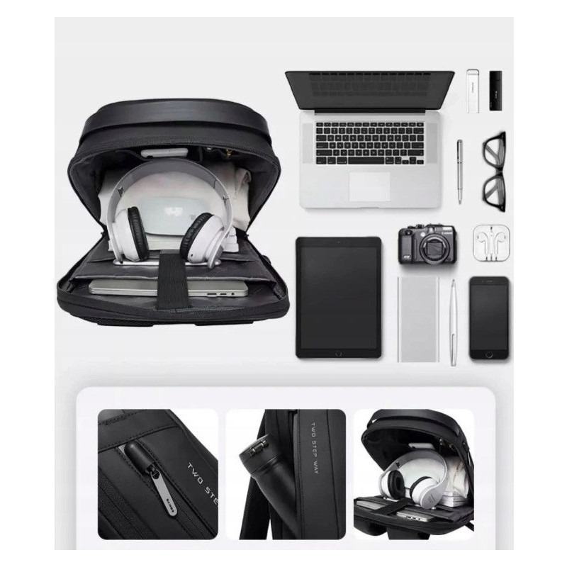 Antykradzieżowy Szary Plecak na Laptop 15.6 Cali USB C (I504)