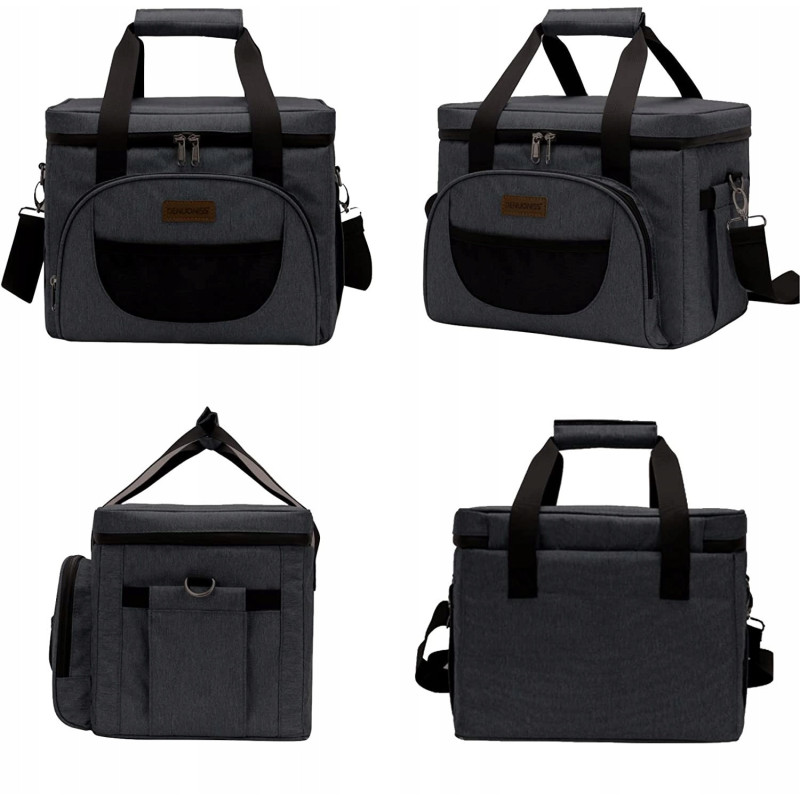 Czarna Torba Termiczna na Jedzenie 28L - Termoizolacyjna z Kieszeniami