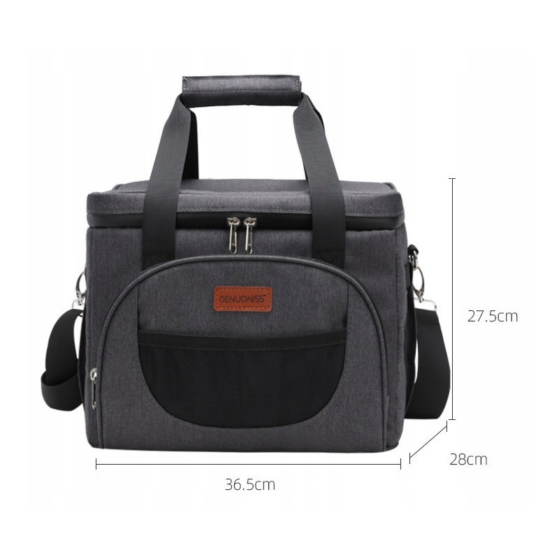 Czarna Torba Termiczna na Jedzenie 28L - Termoizolacyjna z Kieszeniami