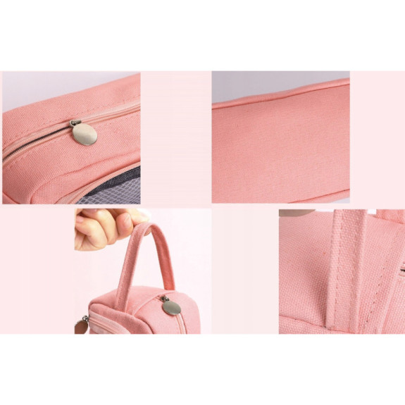 Pojemna Różowa Saszetka Piórnik Szkolny