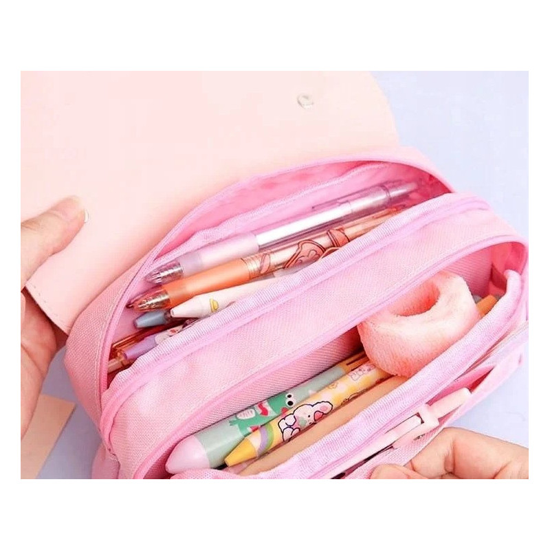 Różowy Piórnik Szkolny z Antystresowym Kotkiem