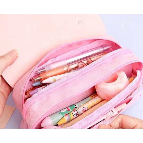 Różowy Piórnik Szkolny z Antystresowym Kotkiem