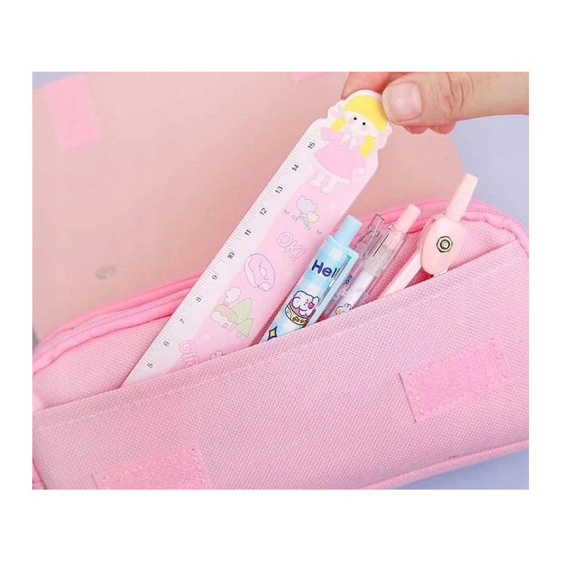 Różowy Piórnik Szkolny z Antystresowym Kotkiem