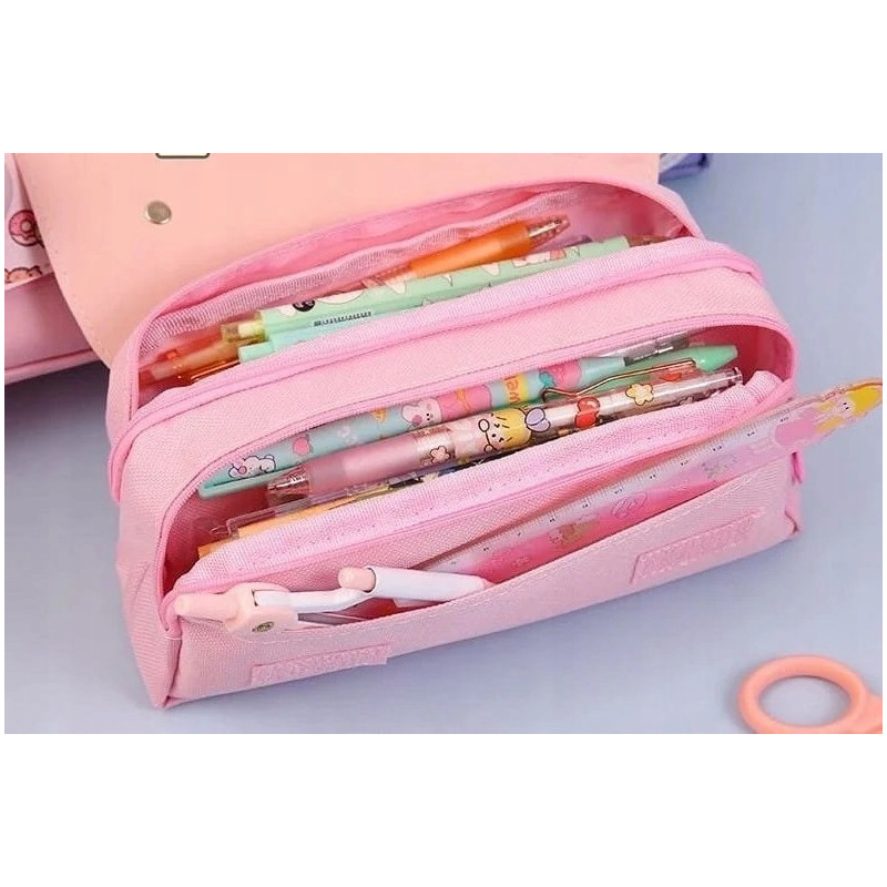 Różowy Piórnik Szkolny z Antystresowym Kotkiem