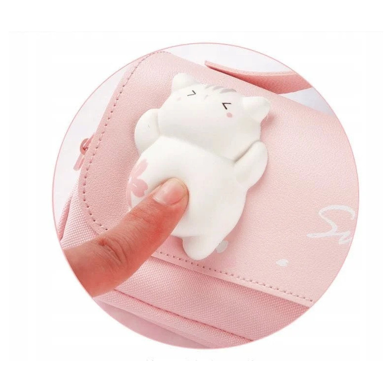 Różowy Piórnik Szkolny z Antystresowym Kotkiem