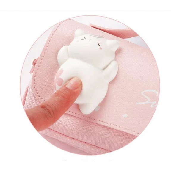 Różowy Piórnik Szkolny z Antystresowym Kotkiem