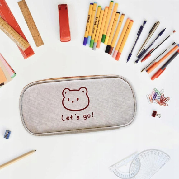 Piórnik Szkolny z Elastyczną Kieszonką z Misiem Model 1