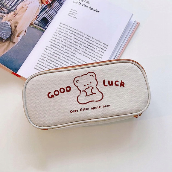 Piórnik Szkolny z Elastyczną Kieszonką z Misiem Model 2