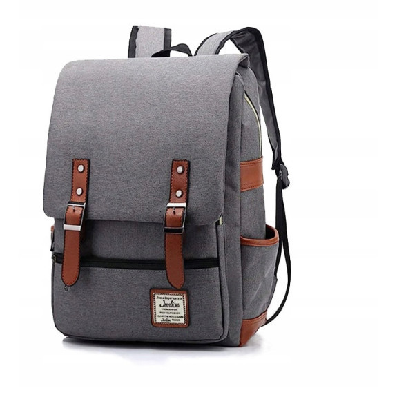 Plecak Miejski z Kieszenią na Laptopa Vintage - Szary