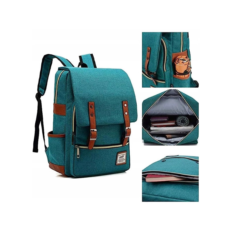 Plecak Miejski z Kieszenią na Laptopa Vintage - Niebieski