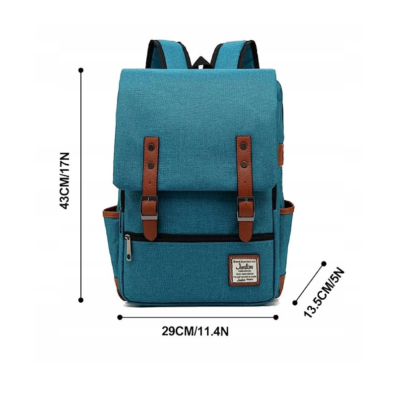 Plecak Miejski z Kieszenią na Laptopa Vintage - Niebieski