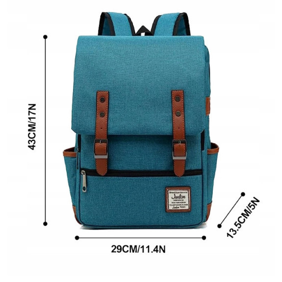 Plecak Miejski z Kieszenią na Laptopa Vintage - Niebieski