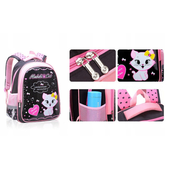 Czarno-Różowy Plecak Szkolny Zestaw 3w1 - Plecakownia.pl🎒