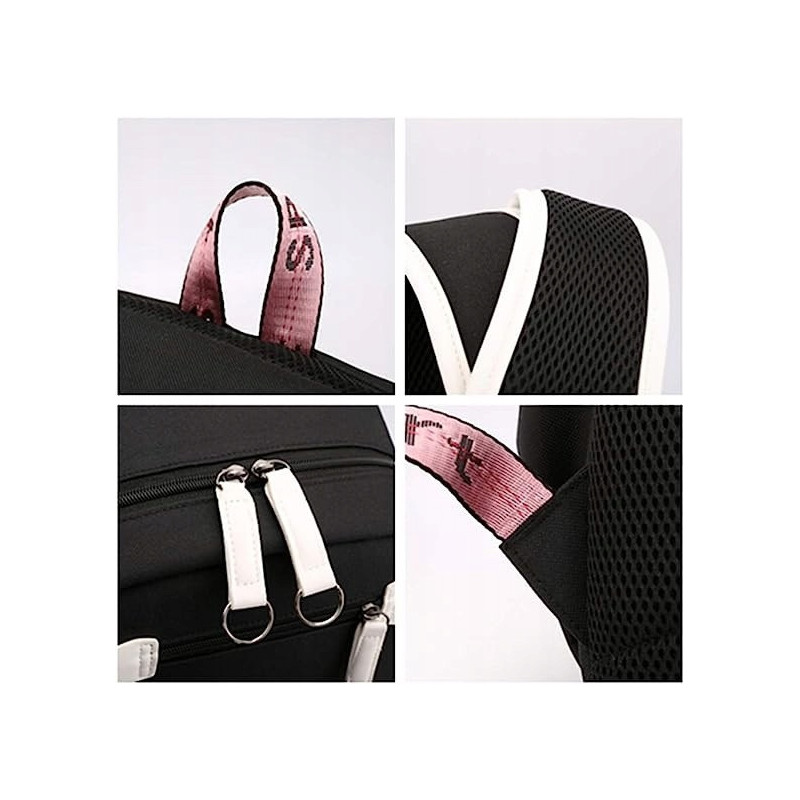 Szkolny Plecak dla Dziewczynki USB Biało-Czarny - 🎒Plecakownia.pl