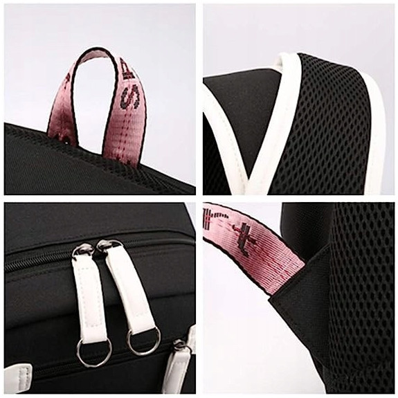 Szkolny Plecak dla Dziewczynki USB Biało-Czarny - 🎒Plecakownia.pl