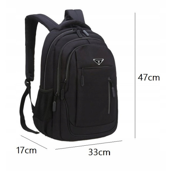 Czarny Miejski Plecak na Laptopa 15.6" USB Jack (I002)