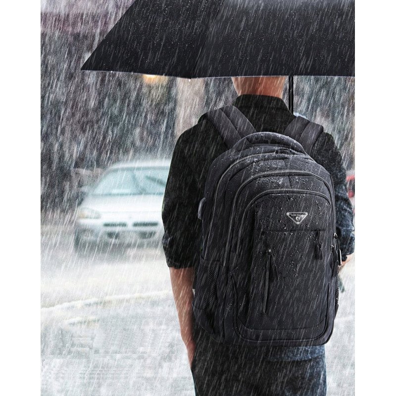 Czarny Miejski Plecak na Laptopa 15.6" USB Jack (I002)