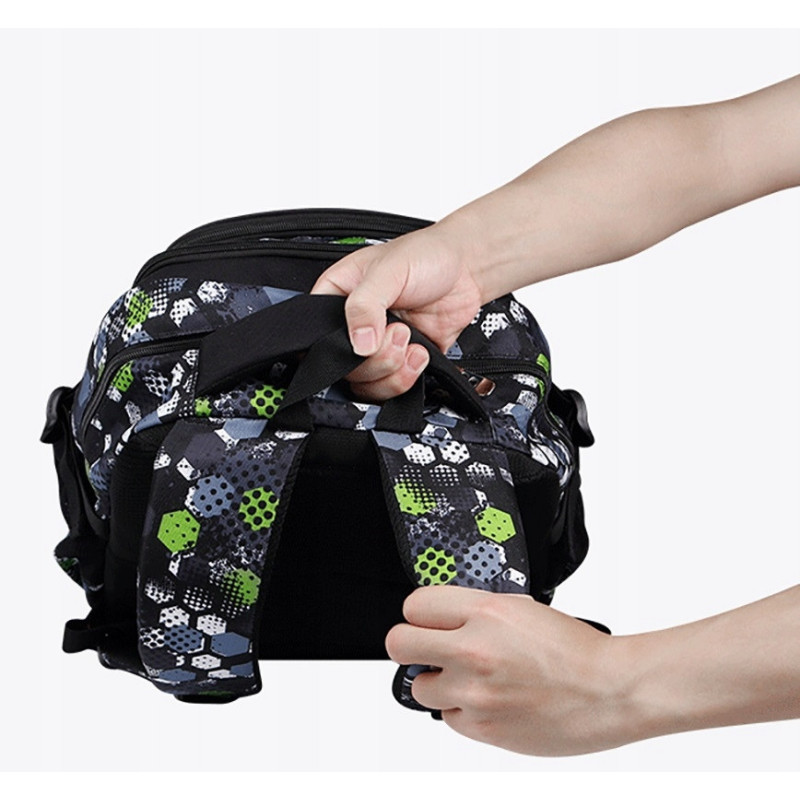 Czarny Zielony Plecak Szkolny dla Chłopców z Piłką