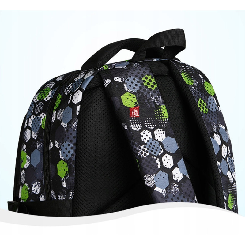 Czarny Zielony Plecak Szkolny dla Chłopców z Piłką