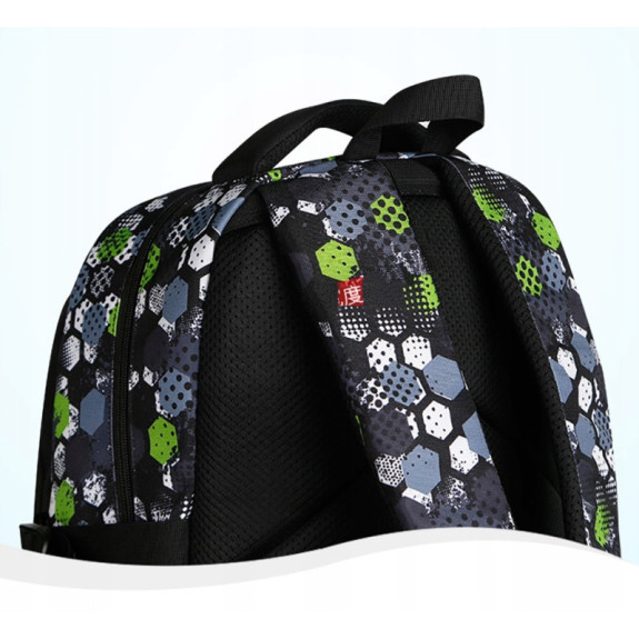 Czarny Zielony Plecak Szkolny dla Chłopców z Piłką