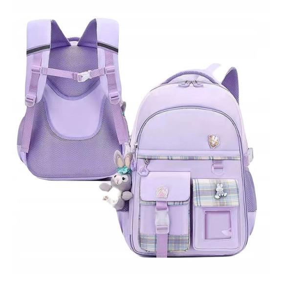 Plecak Szkolny dla Dziewczynki w Kratkę - Fioletowy | 🎒Plecakownia.pl Plecak Szkolny dla Dziewczynki w Kratkę - Fioletowy | 🎒Plecakownia.pl