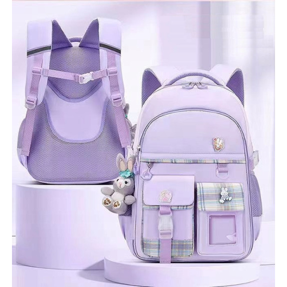 Plecak Szkolny dla Dziewczynki w Kratkę - Fioletowy | 🎒Plecakownia.pl Plecak Szkolny dla Dziewczynki w Kratkę - Fioletowy | 🎒Plecakownia.pl