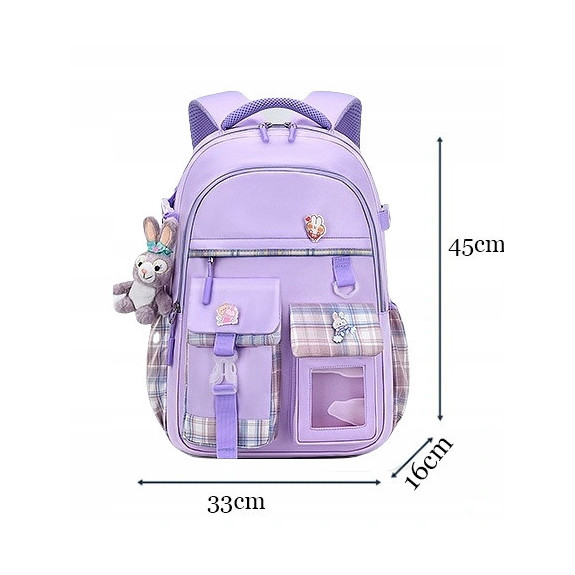 Plecak Szkolny dla Dziewczynki w Kratkę - Fioletowy | 🎒Plecakownia.pl Plecak Szkolny dla Dziewczynki w Kratkę - Fioletowy | 🎒Plecakownia.pl