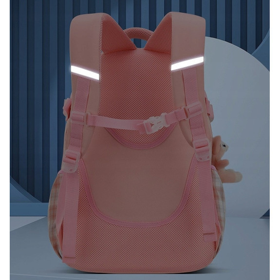 Plecak Szkolny dla Dziewczynki w Kratkę - Różowy | 🎒Plecakownia.pl