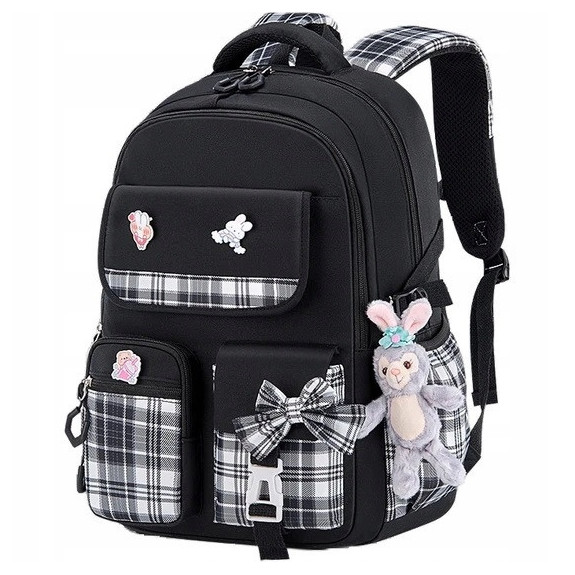Plecak Szkolny dla Dziewczynki Tornister - Czarny | 🎒Plecakownia.pl
