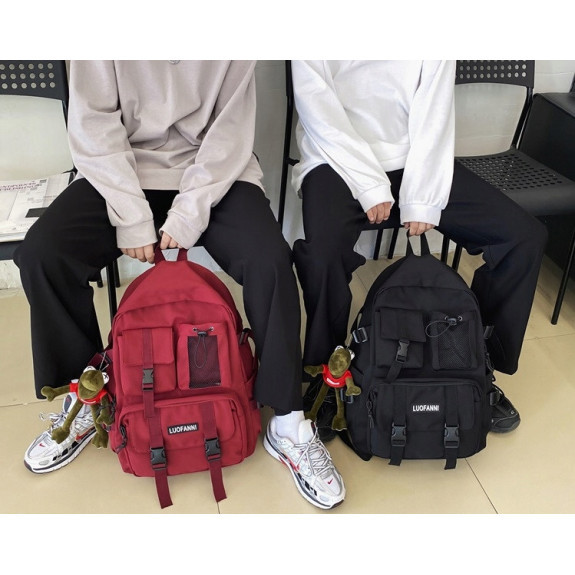 Młodzieżowy Szkolny Plecak Miejski z Brelokiem Czarny (T400)