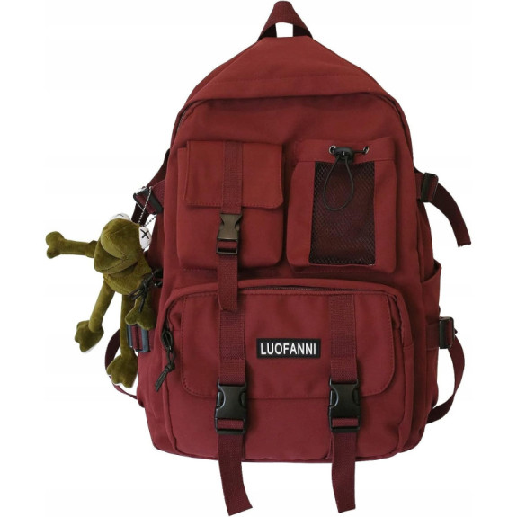 Młodzieżowy Szkolny Plecak Miejski z Brelokiem Bordowy