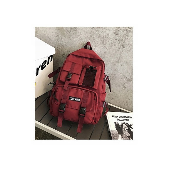 Młodzieżowy Szkolny Plecak Miejski z Brelokiem Bordowy