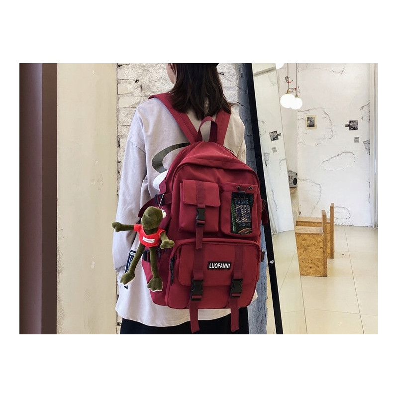 Młodzieżowy Szkolny Plecak Miejski z Brelokiem Bordowy