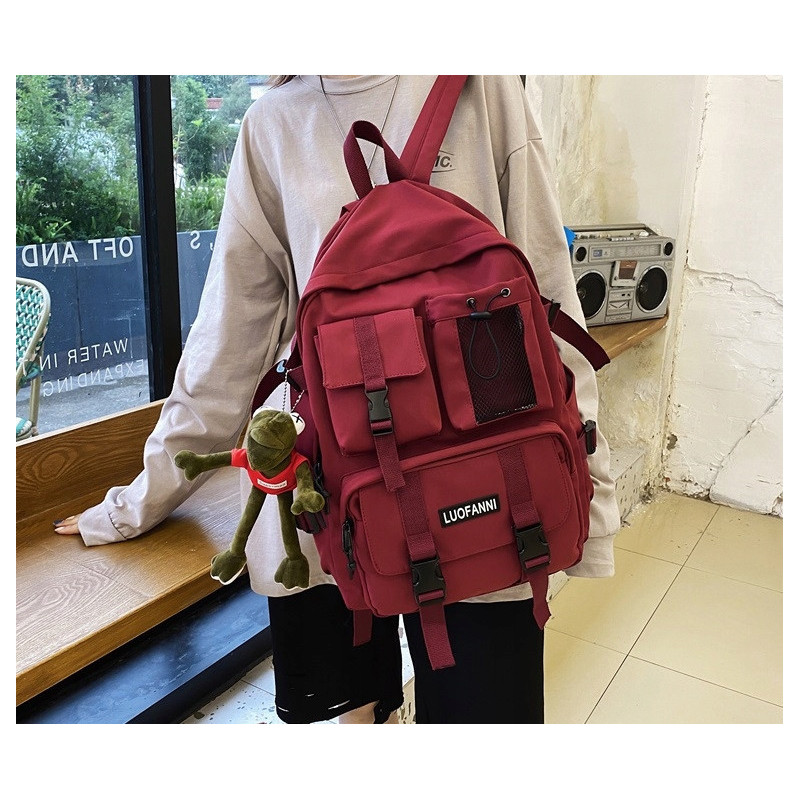 Młodzieżowy Szkolny Plecak Miejski z Brelokiem Bordowy