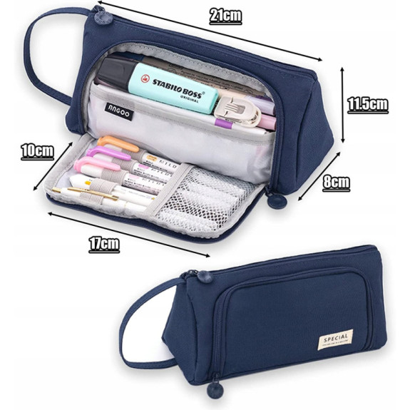 Bardzo Pojemny Granatowy Piórnik Szkolny